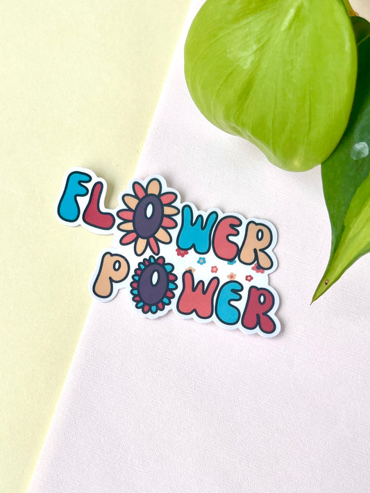 Flower Power Die Cut Sticker – Retro Floral Aesthetic 🥑