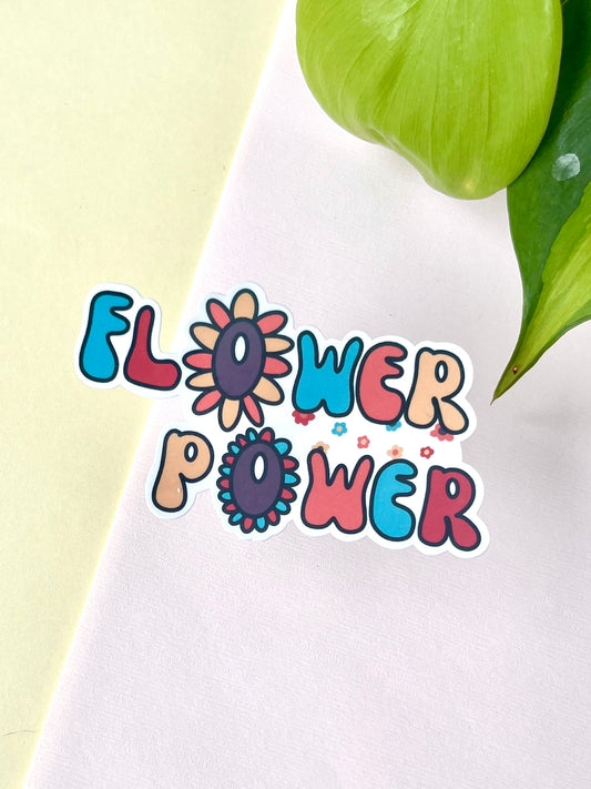 Flower Power Die Cut Sticker – Retro Floral Aesthetic 🥑