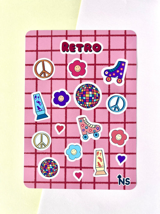 Retro Sticker Sheet – Playful Vintage Aesthetic Stickers 🥑